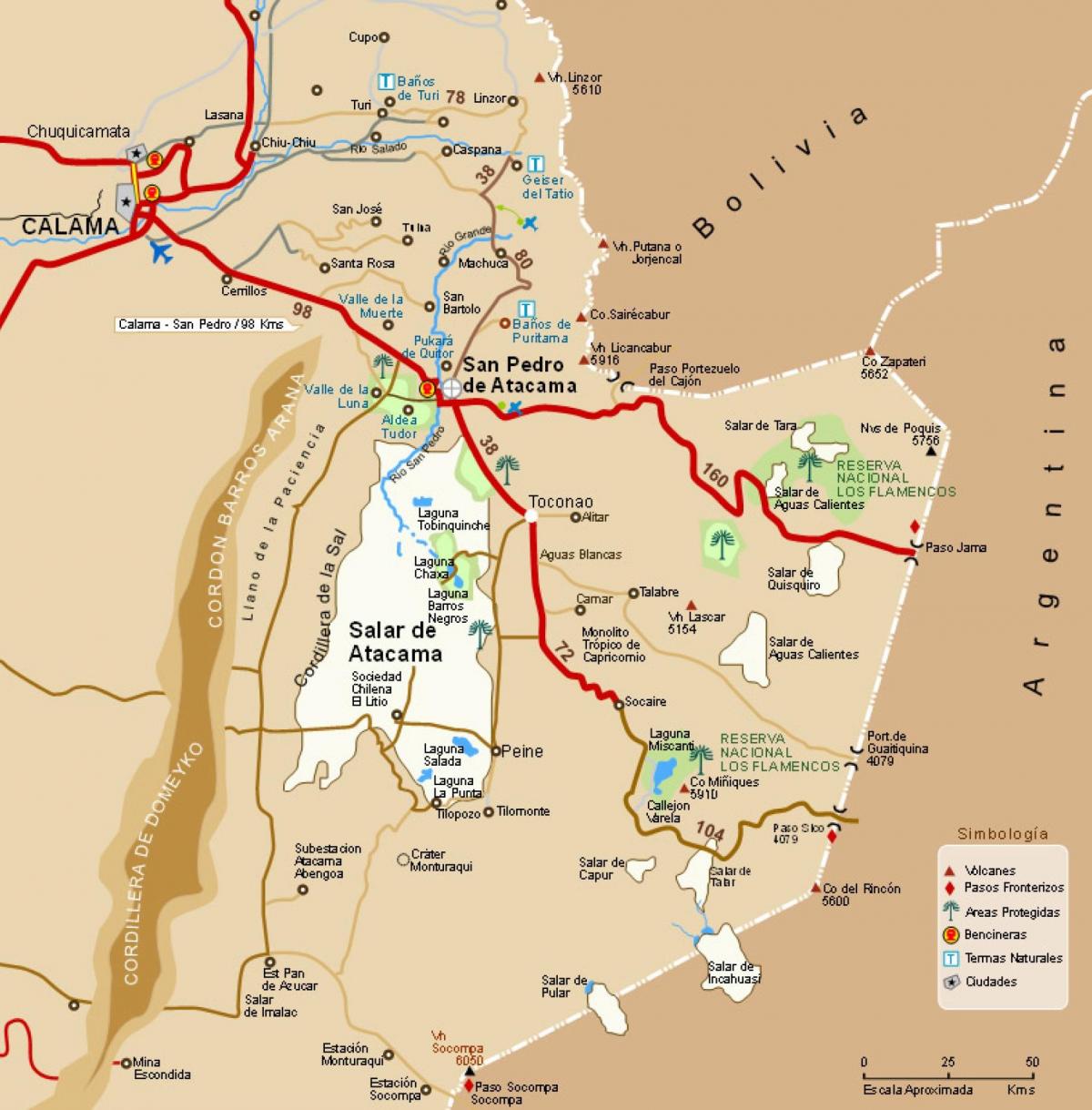Mapa atacama, Chile