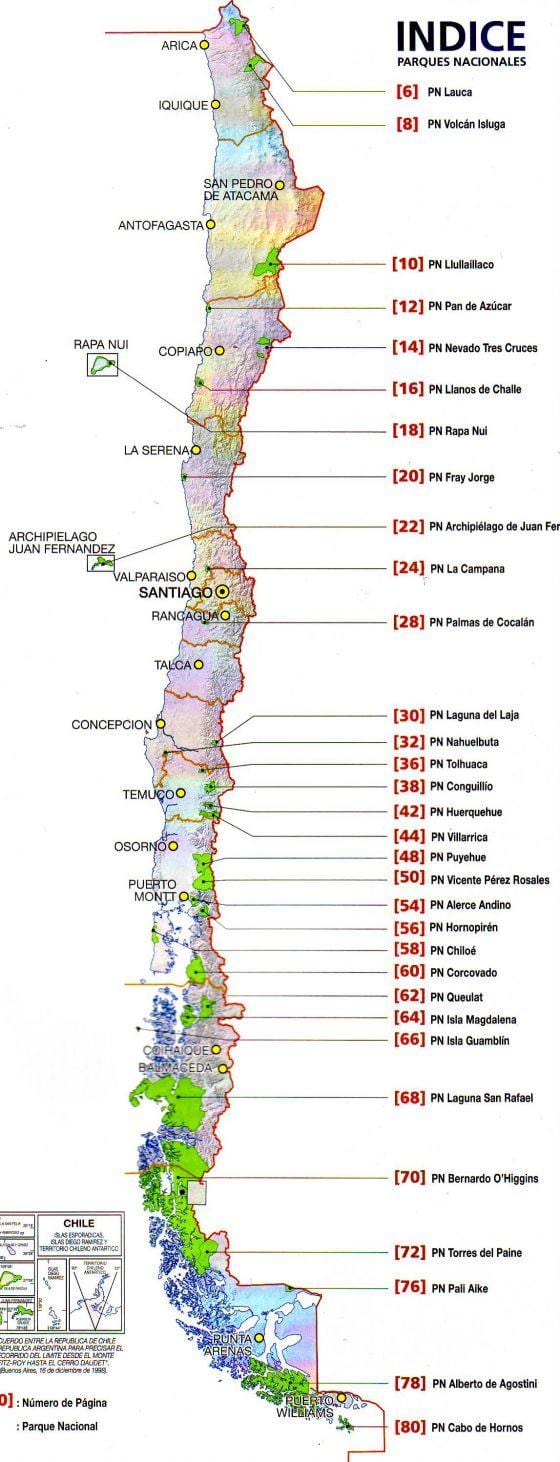 Mapa Chile řeky