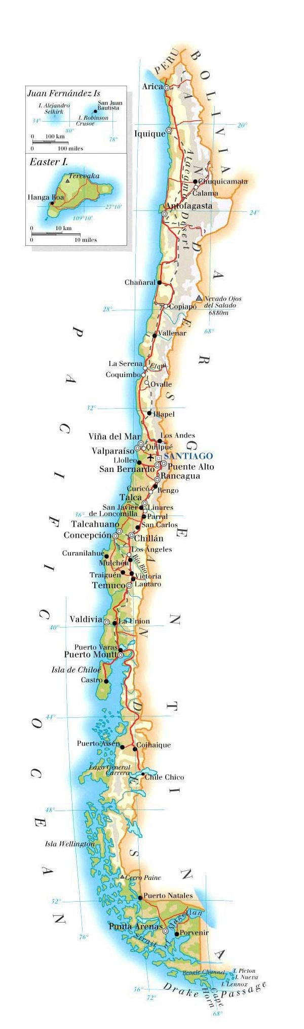 Mapa Chile národní parky