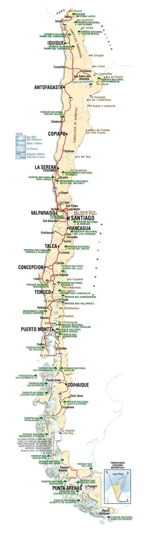 Chile atrakce mapa
