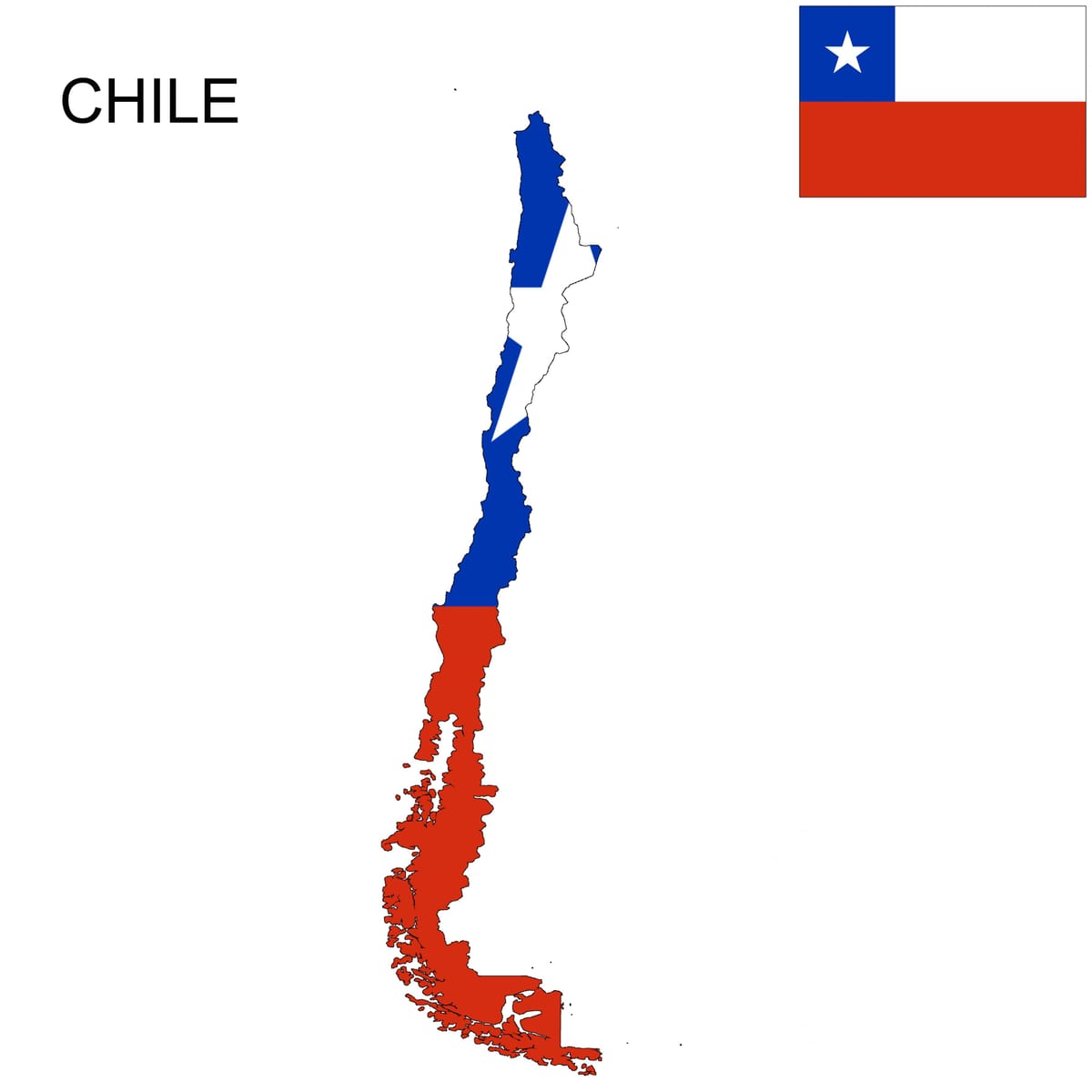 Chile, mapa, vlajka