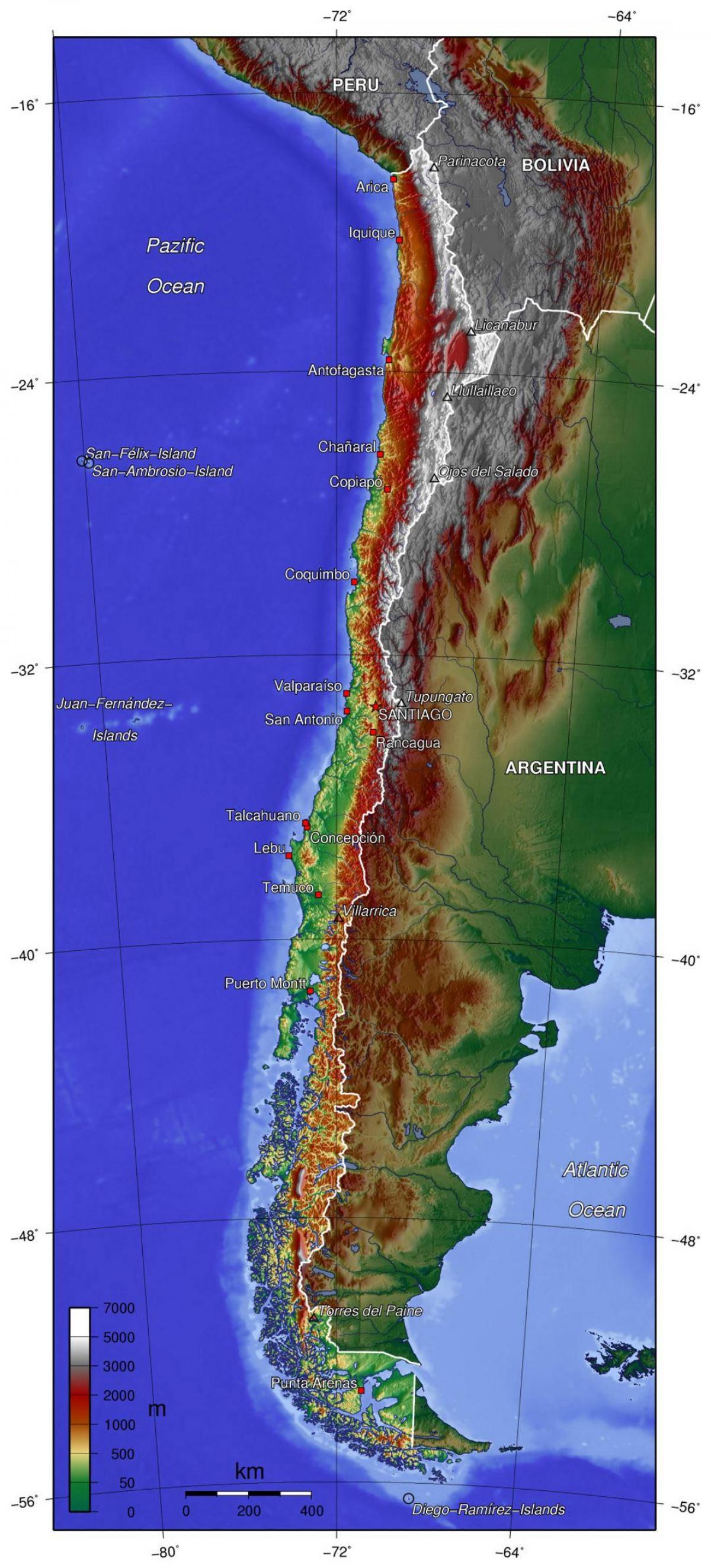 Chile geografie mapě