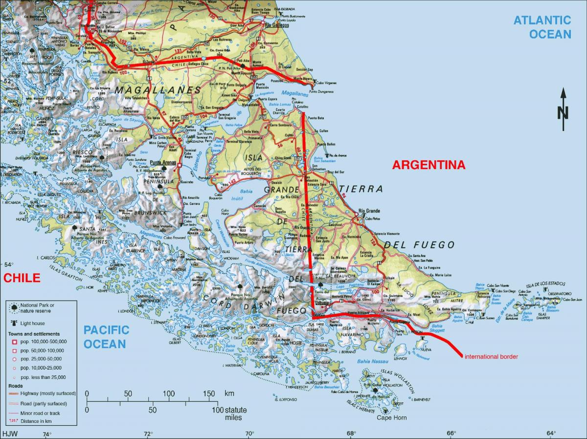 jižní Chile mapě