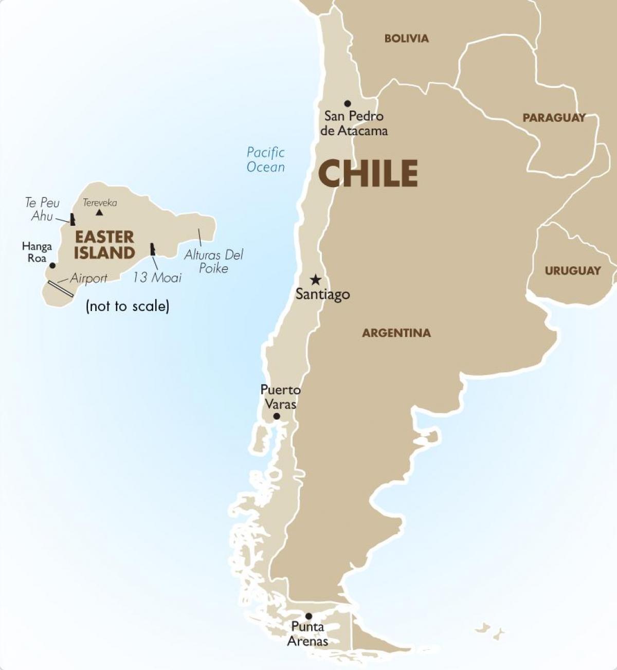 mapa Chile včetně velikonočního ostrova