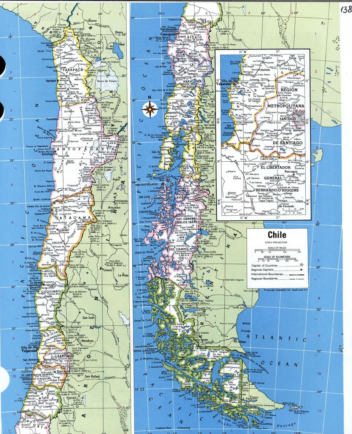Mapa podrobná Chile