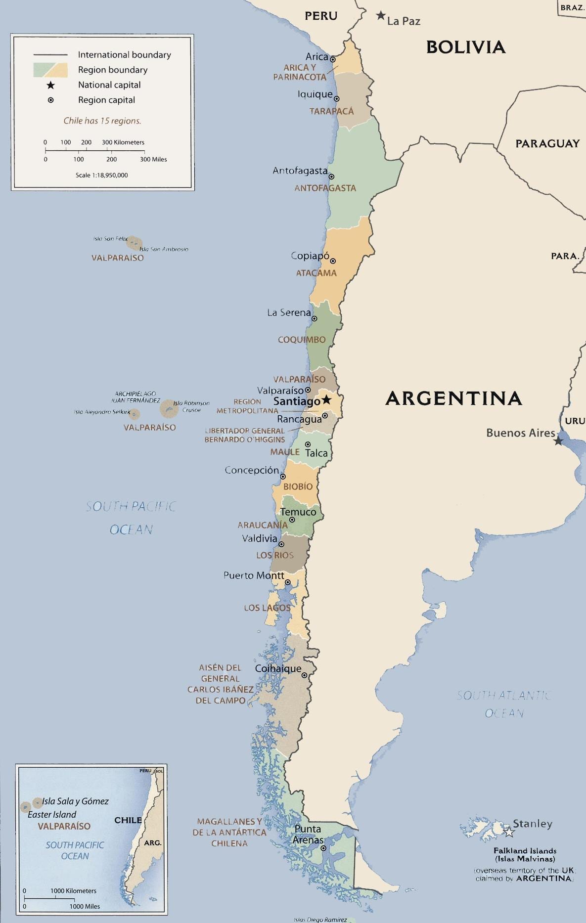 Mapa politického Chile
