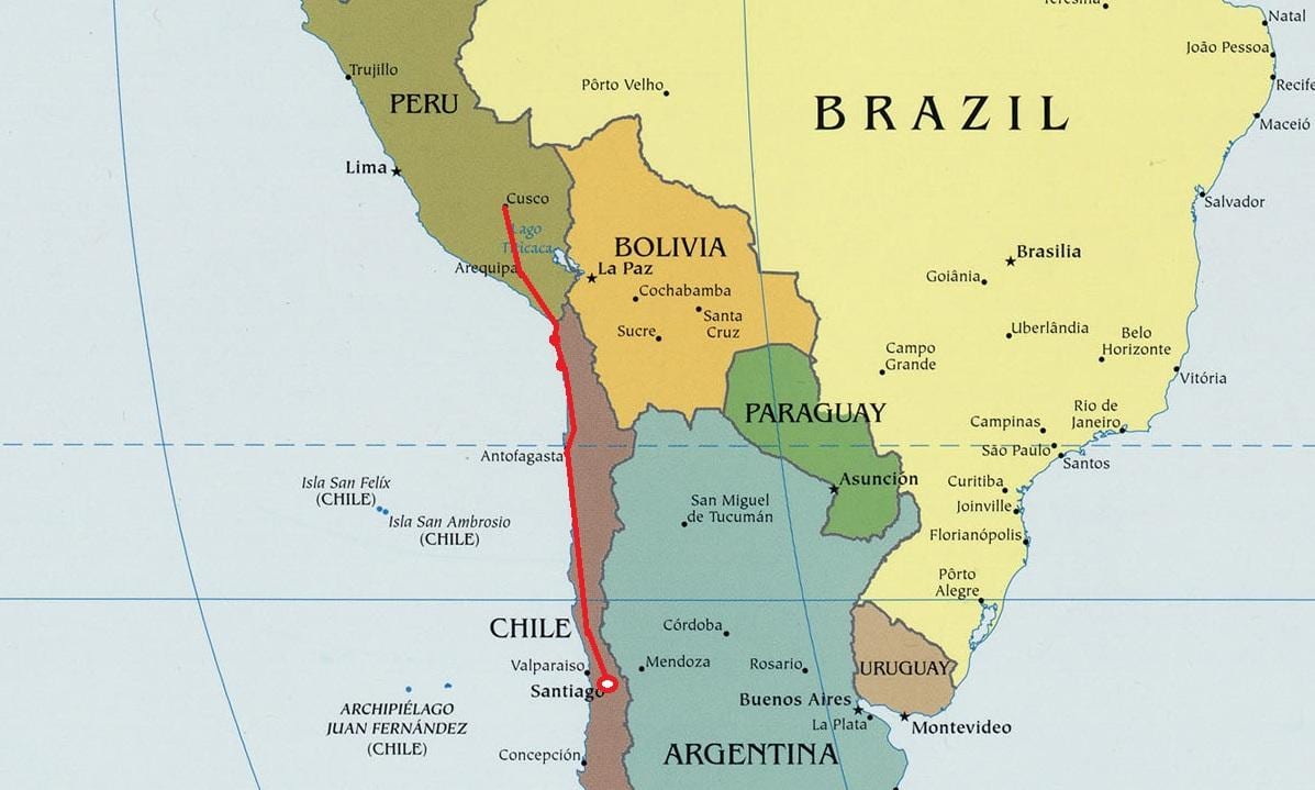 Mapa severní Chile