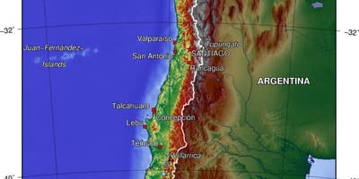 Hory v Chile mapě