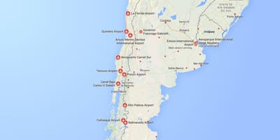 Mapa letišť v Chile