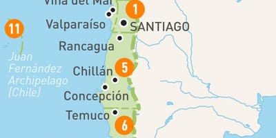 Chile provincií mapě