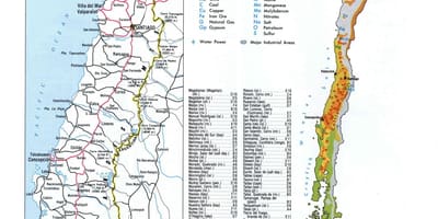 Mapa Chile přírodních zdrojů 