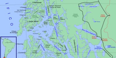 Mapa Chile ledovce