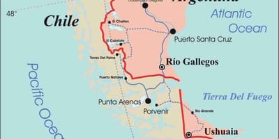 Mapa patagonie, Chile